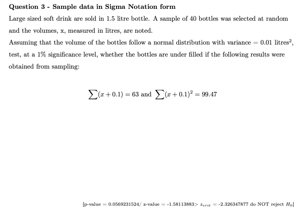 H2 Math Hypothesis Testing Practice Question 3