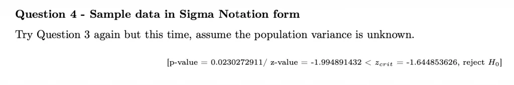 H2 Math Hypothesis Testing Practice Question 4